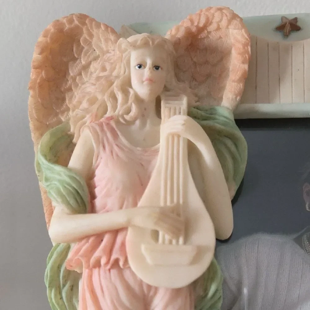 Angel Figurine Photo Frame - Cream and Pink